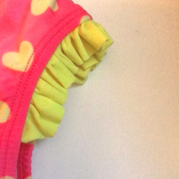 OP Ocean Pacific Neon Pink With Neon Yellow Hearts Adorable 3-6 Months - Picture 3 of 6